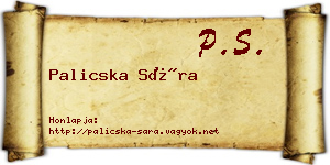 Palicska Sára névjegykártya